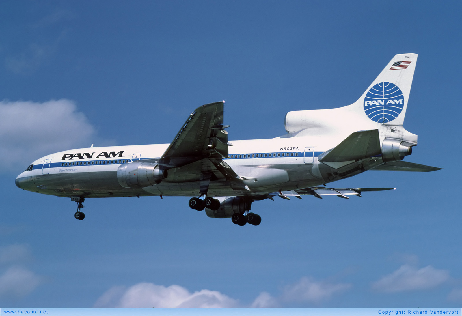 Photo of N503PA - Pan Am Clipper Flying Eagle - London Heathrow Airport - Feb 1982