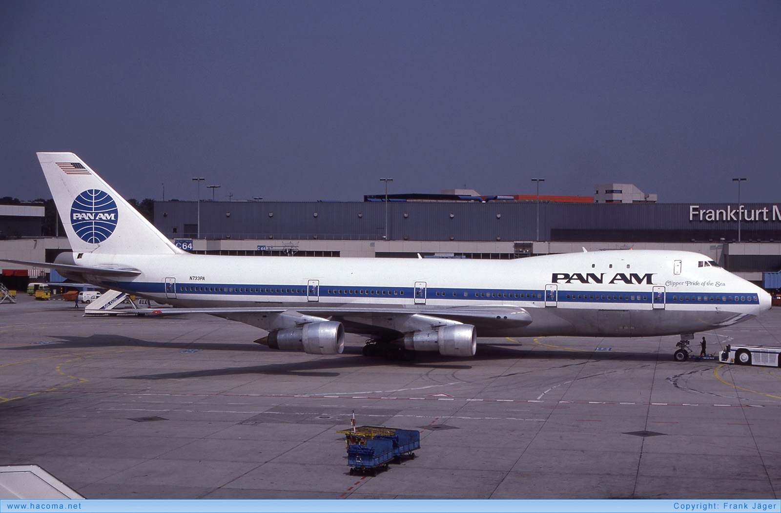 Photo of N733PA - Pan Am Clipper Young America / Constitution / Washington / Pride of the Sea / Air Express / Moscow Express - Frankfurt International Airport - Aug 19, 1984