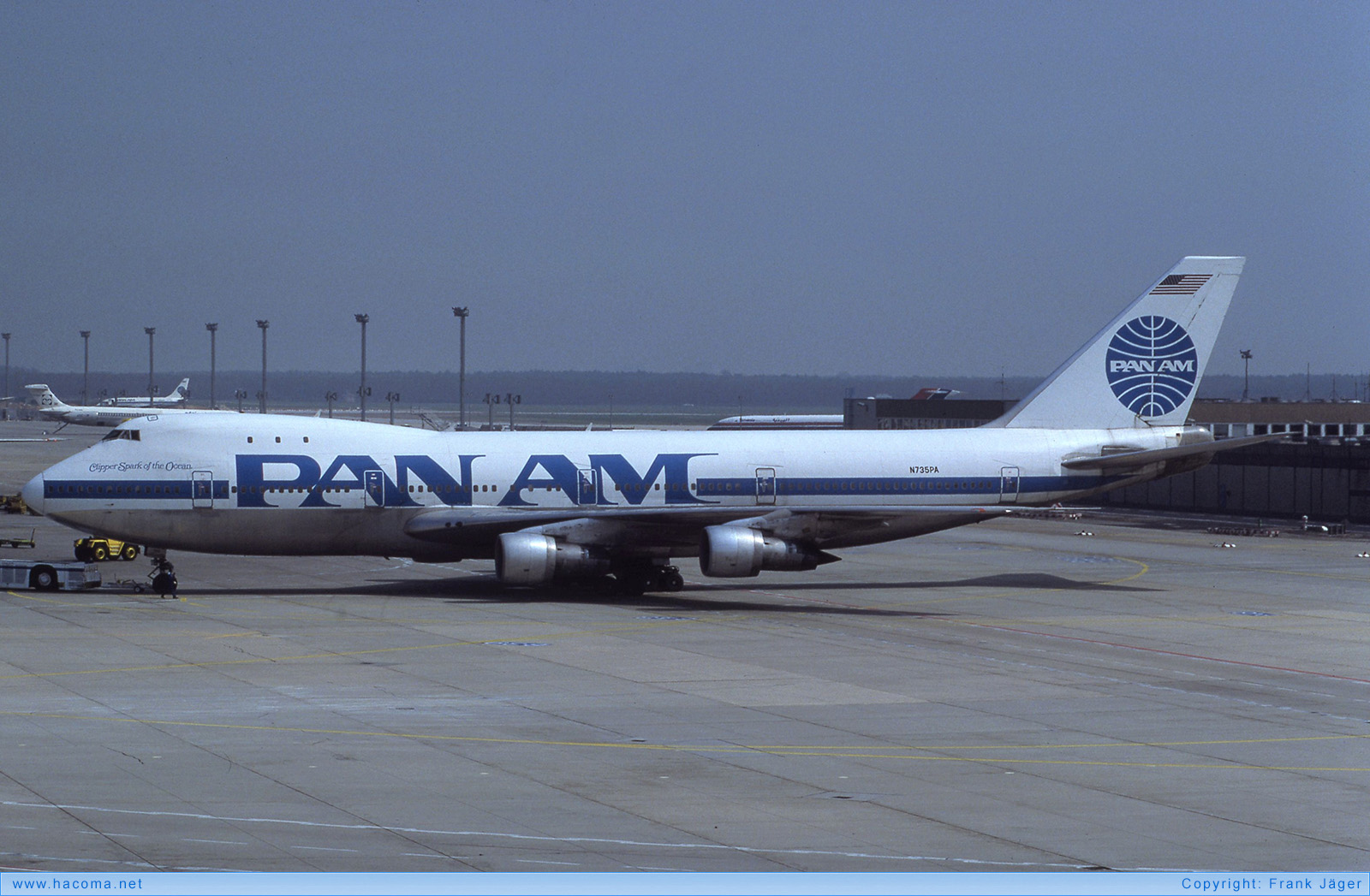 Photo of N735PA - Pan Am Clipper Constitution / Young America / Spark of the Ocean - Frankfurt International Airport - Apr 18, 1987