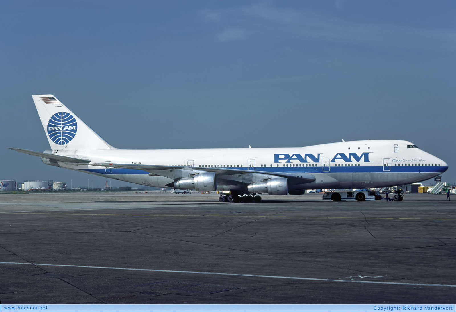 Photo of N748PA - Pan Am Clipper Hornet / Crest of the Wave - London Heathrow Airport - Oct 1985