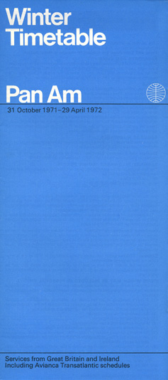 Pan Am Flugplan Großbritannien.irland.31.10.1971